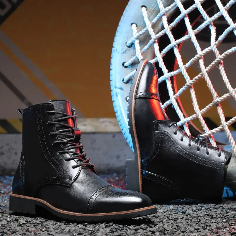 Plus size British style men’s boots leather boots men’s shoes