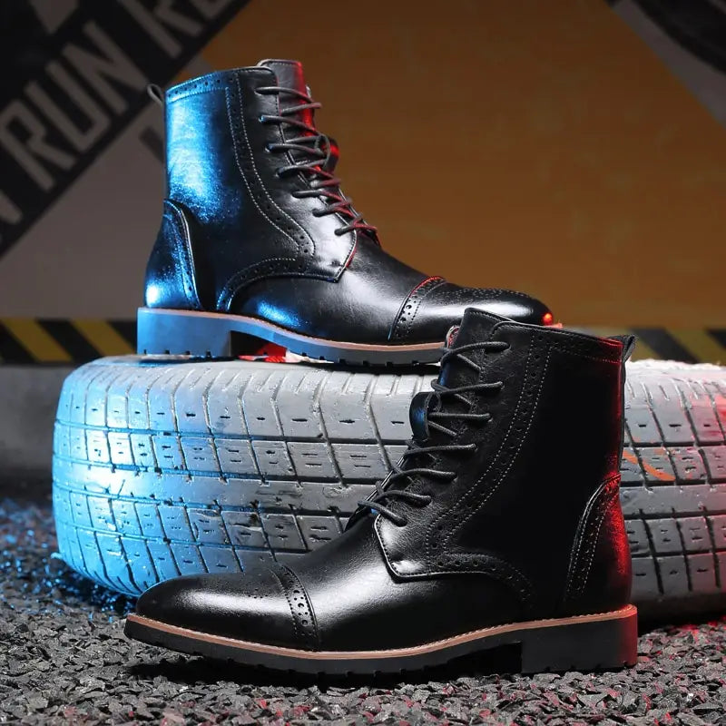 Plus size British style men’s boots leather boots men’s shoes