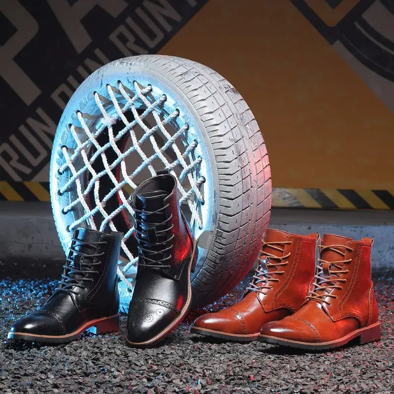 Plus size British style men’s boots leather boots men’s shoes