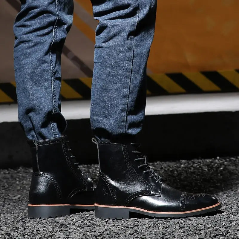 Plus size British style men’s boots leather boots men’s shoes