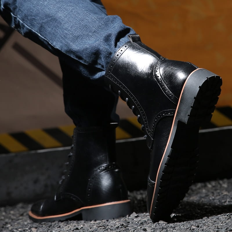 Plus size British style men’s boots leather boots men’s shoes