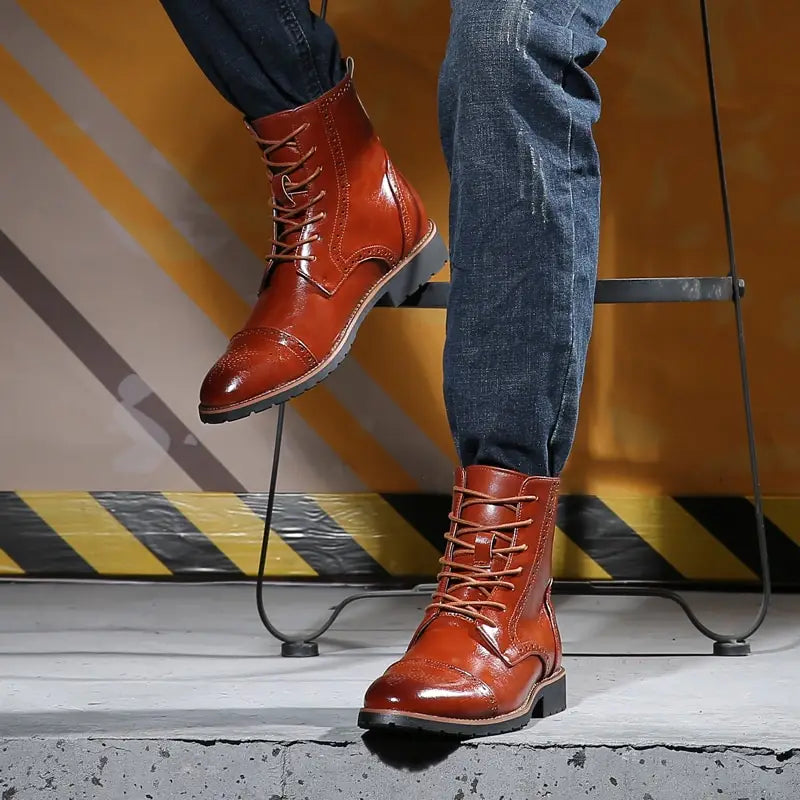 Plus size British style men’s boots leather boots men’s shoes