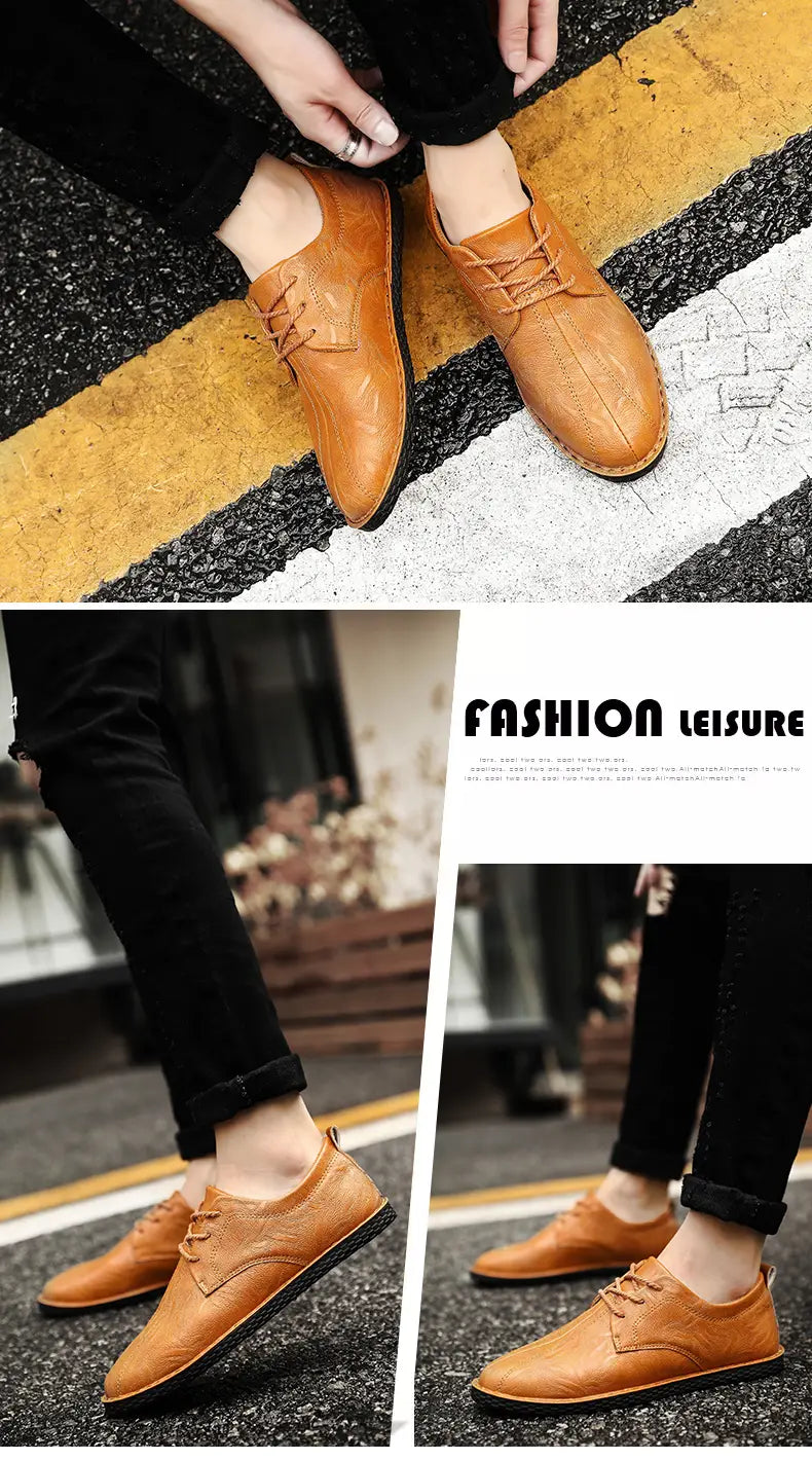 Men’s casual leather shoes men’s wild Peas