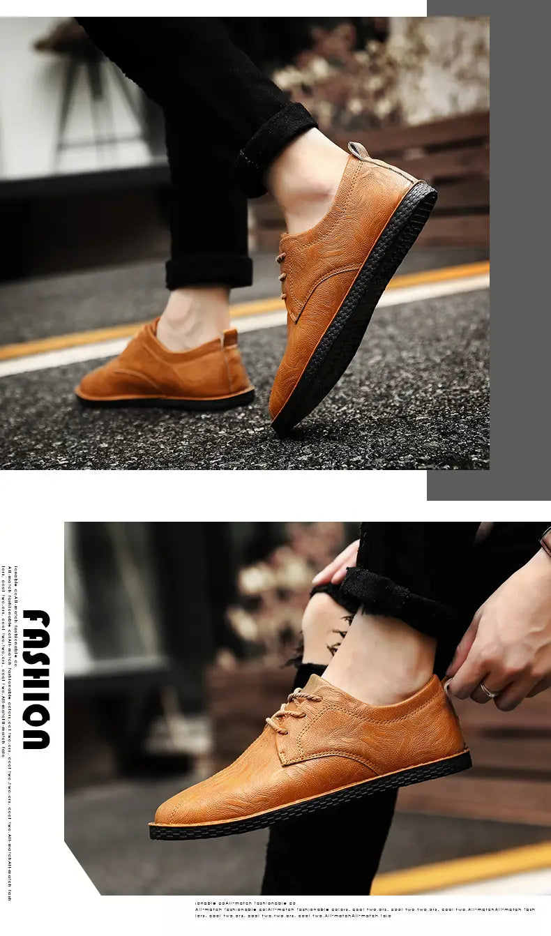 Men’s casual leather shoes men’s wild Peas