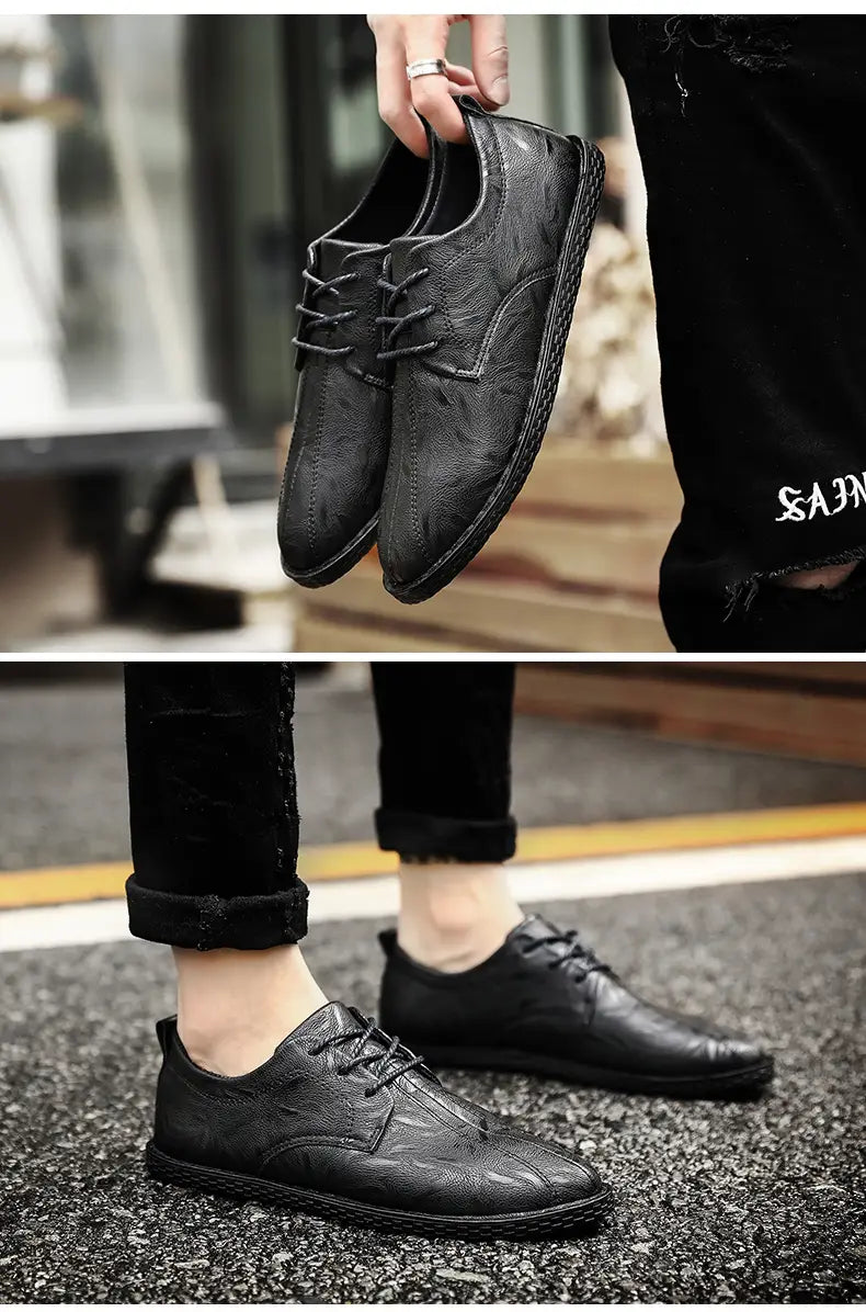 Men’s casual leather shoes men’s wild Peas