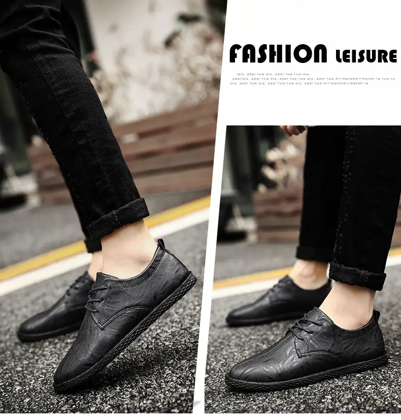 Men’s casual leather shoes men’s wild Peas
