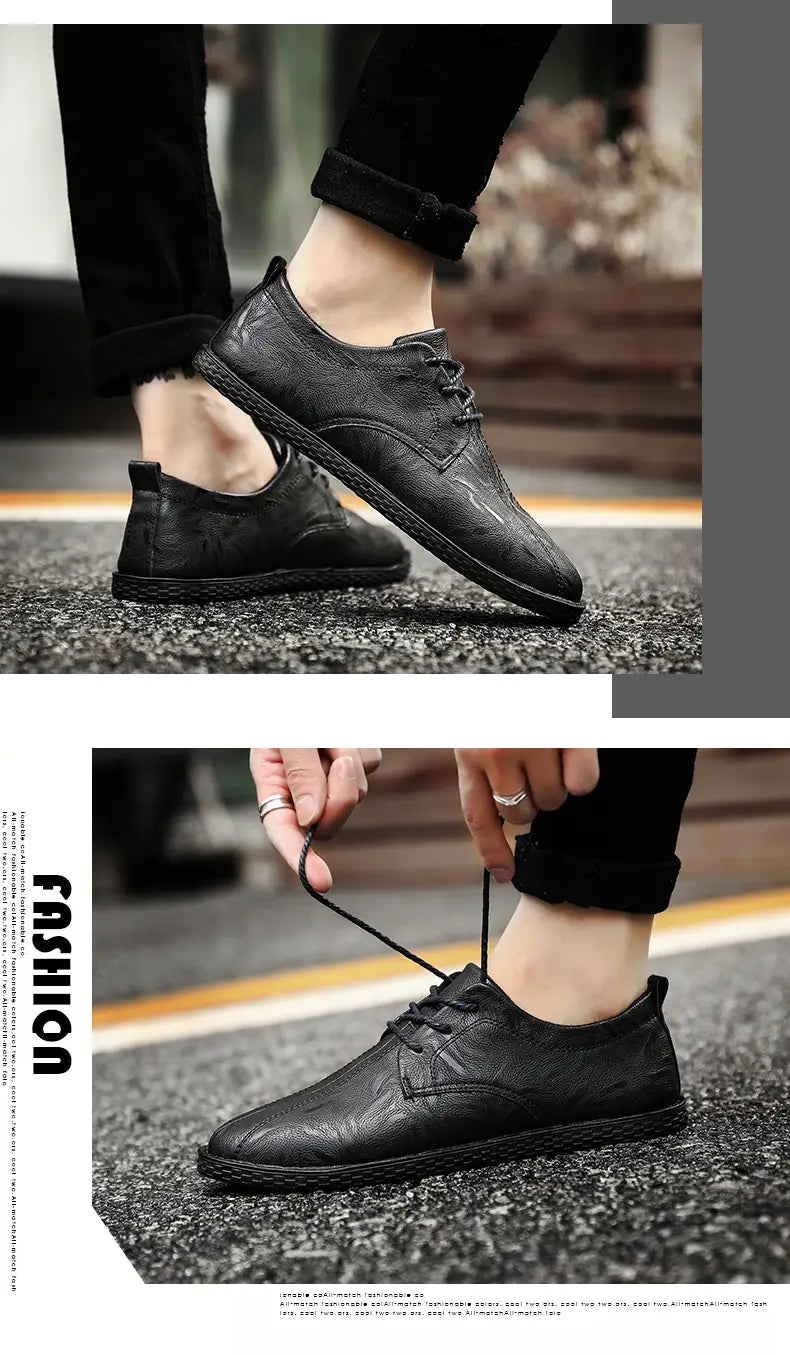 Men’s casual leather shoes men’s wild Peas