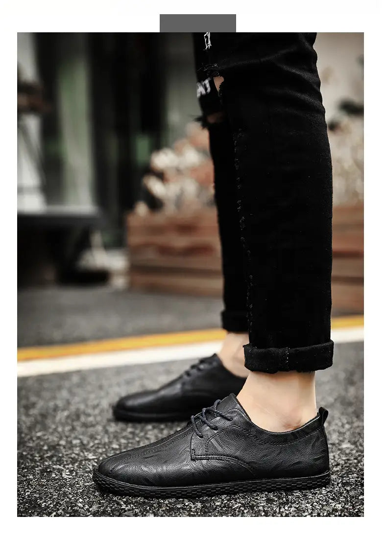 Men’s casual leather shoes men’s wild Peas