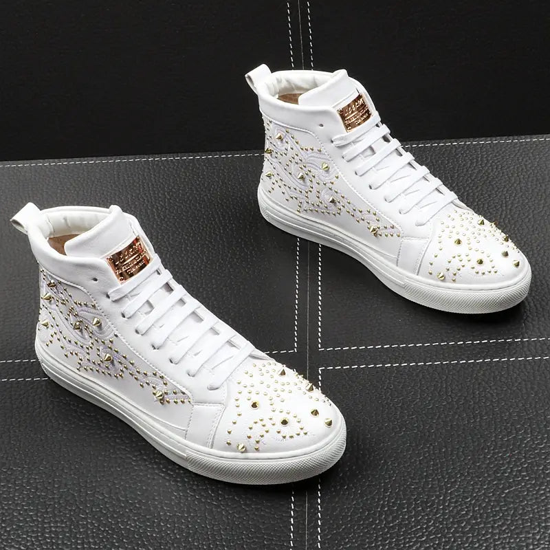 Men’s High-Top Shoes Rivet Personality Hip-Hop Trendy Shoes