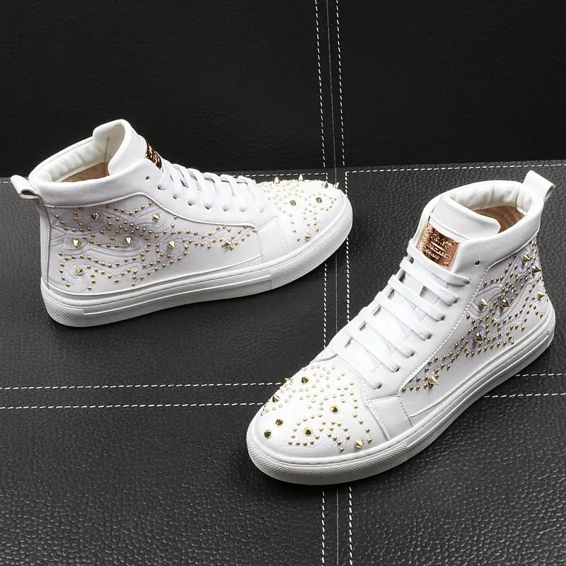Men’s High-Top Shoes Rivet Personality Hip-Hop Trendy Shoes