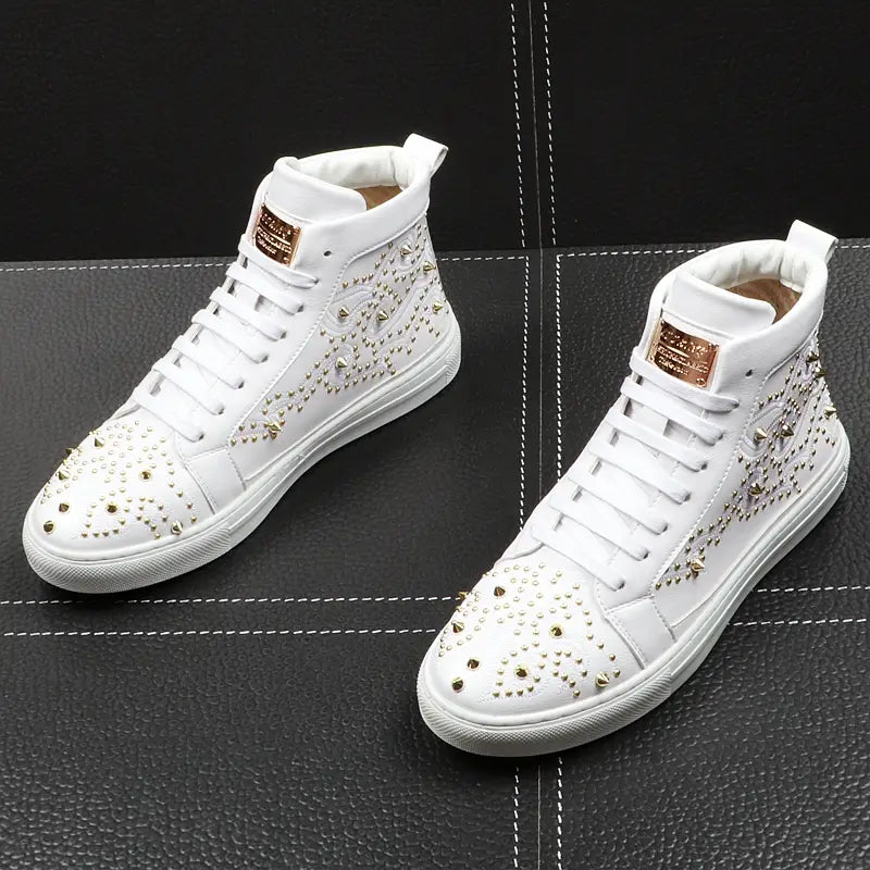 Men’s High-Top Shoes Rivet Personality Hip-Hop Trendy Shoes