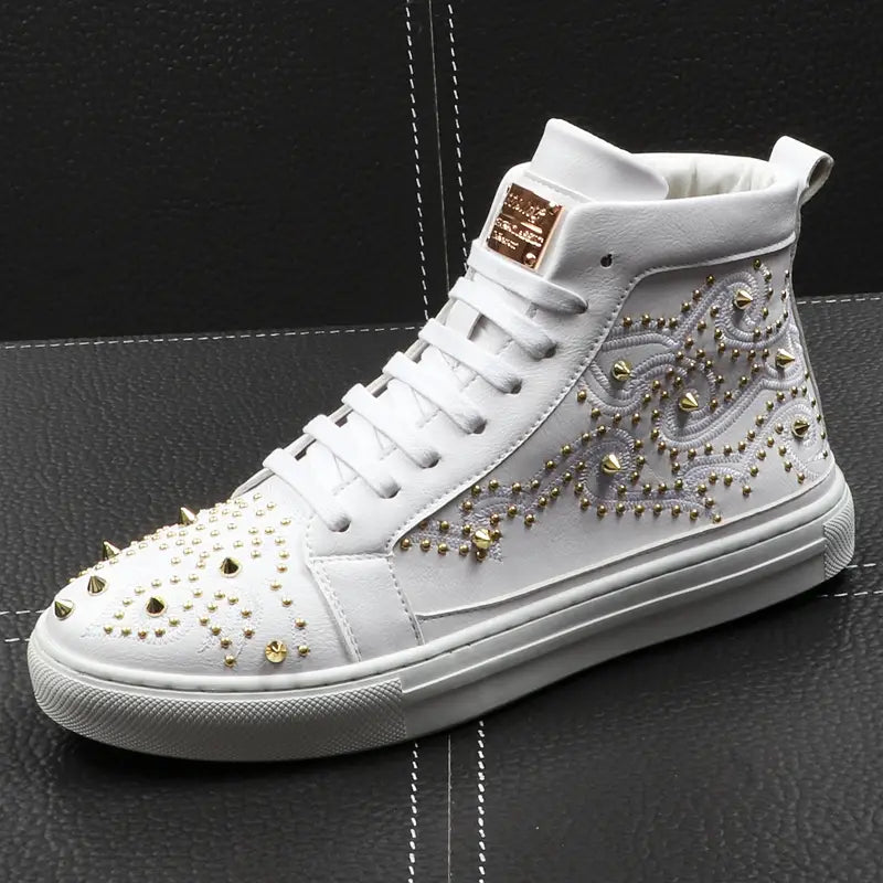 Men’s High-Top Shoes Rivet Personality Hip-Hop Trendy Shoes