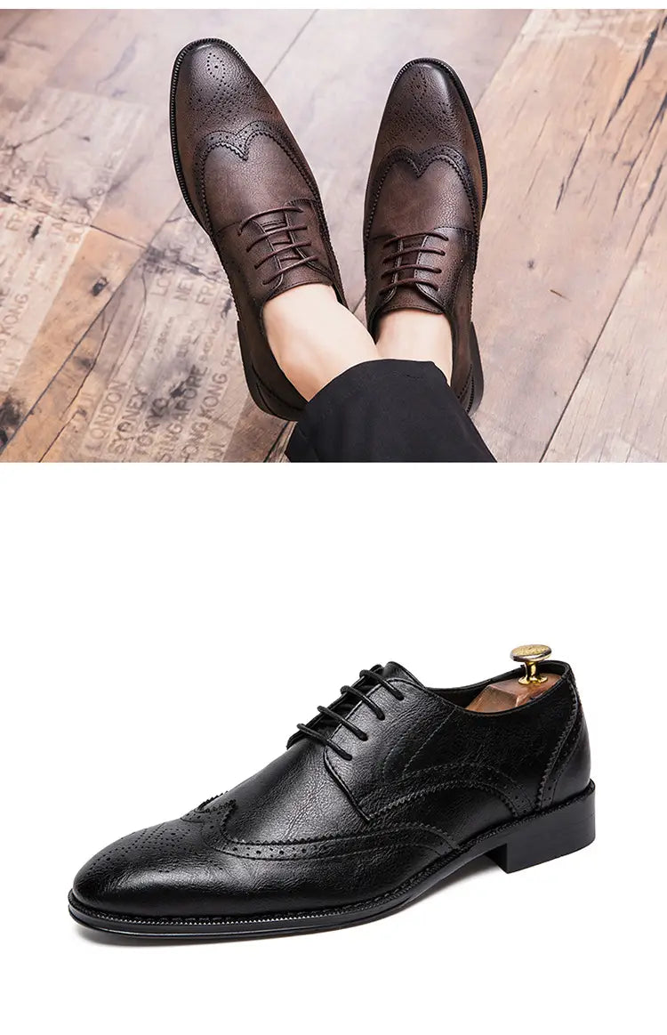 Business dress shoes with pointed toes