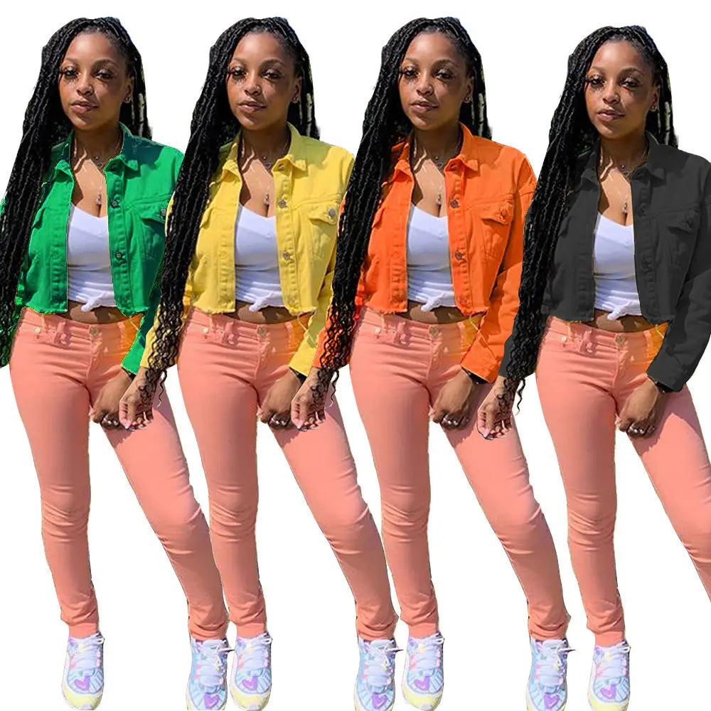 Jacket Women Streetwear Denim Jacket Women Outwear Bodycon Jeans Jackets Women Coat Casual Ladies Cropped Jackets