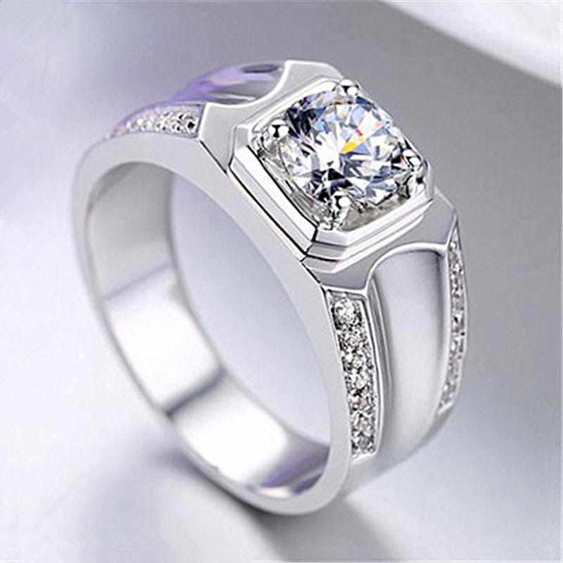 Couple Ring Diamond Ring Sterling Silver Gold Plated
