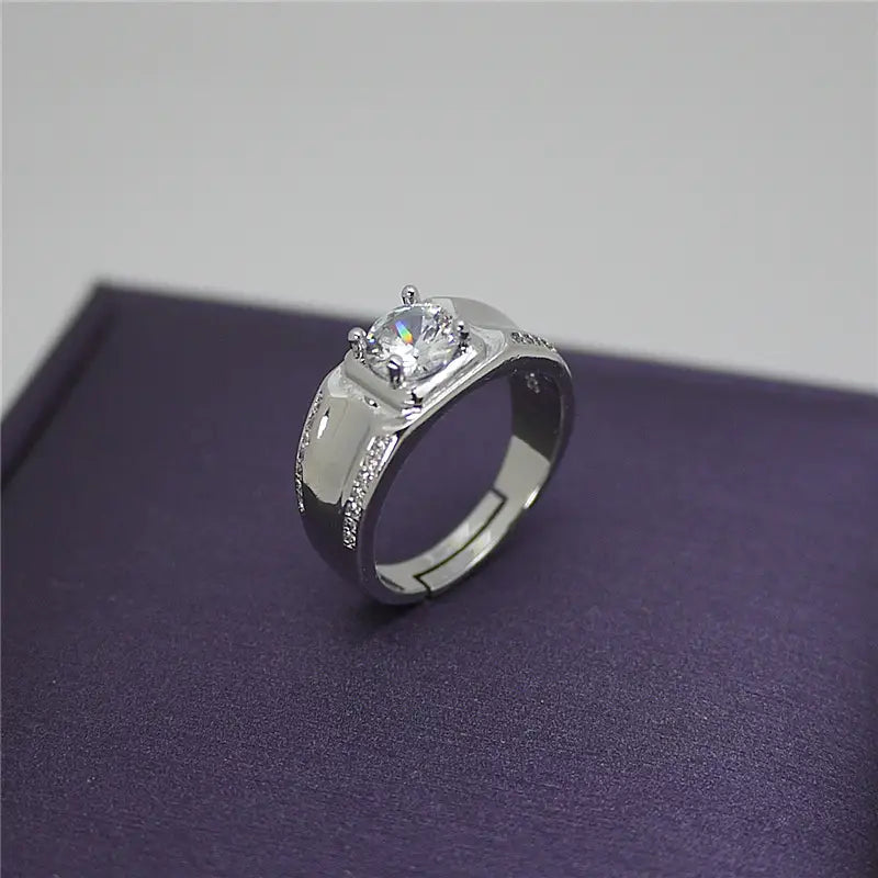 Couple Ring Diamond Ring Sterling Silver Gold Plated