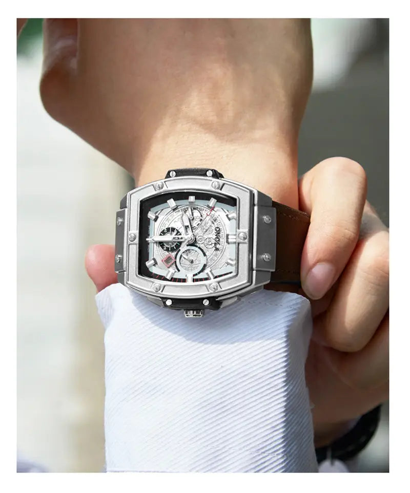 Barrel-shaped multi-function quartz men’s watch