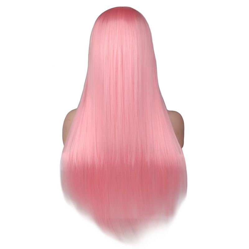 Wig female light pink long straight bangs wig high temperature silk wig fashion wig cross-border exclusive