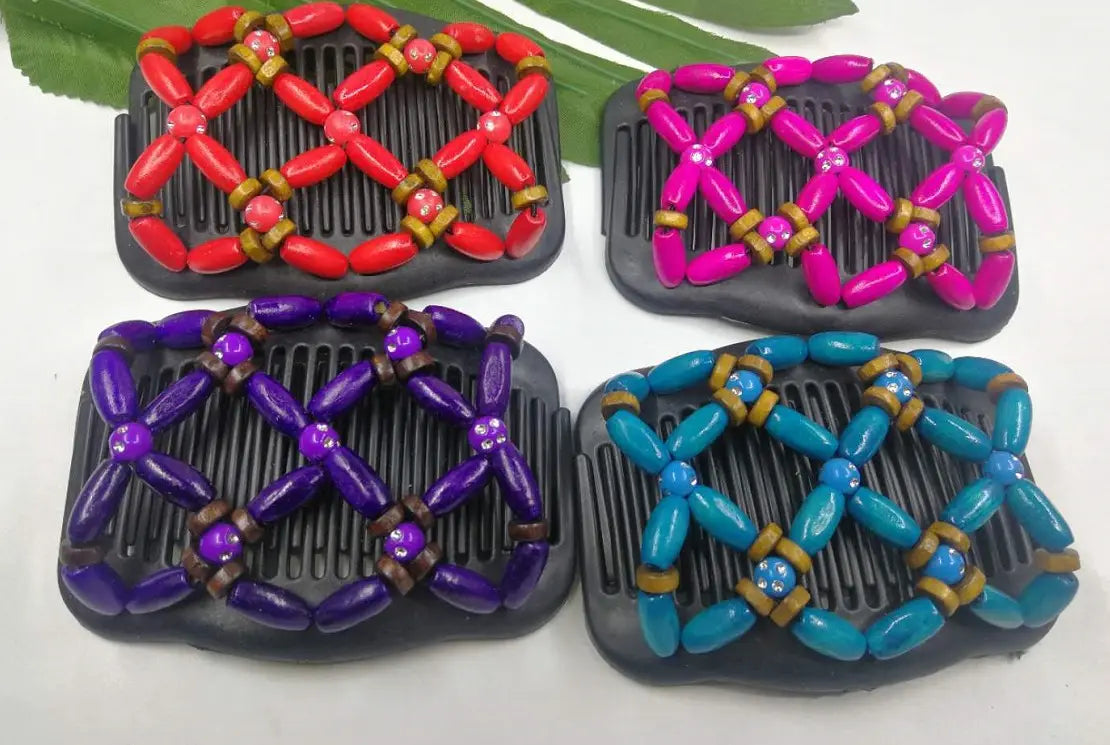 Vintage Elastic Hairpin Stretch Hair Comb Hot Sales Beaded Hair Magic Comb Clip Beads Pin Ladies Hair Accessories