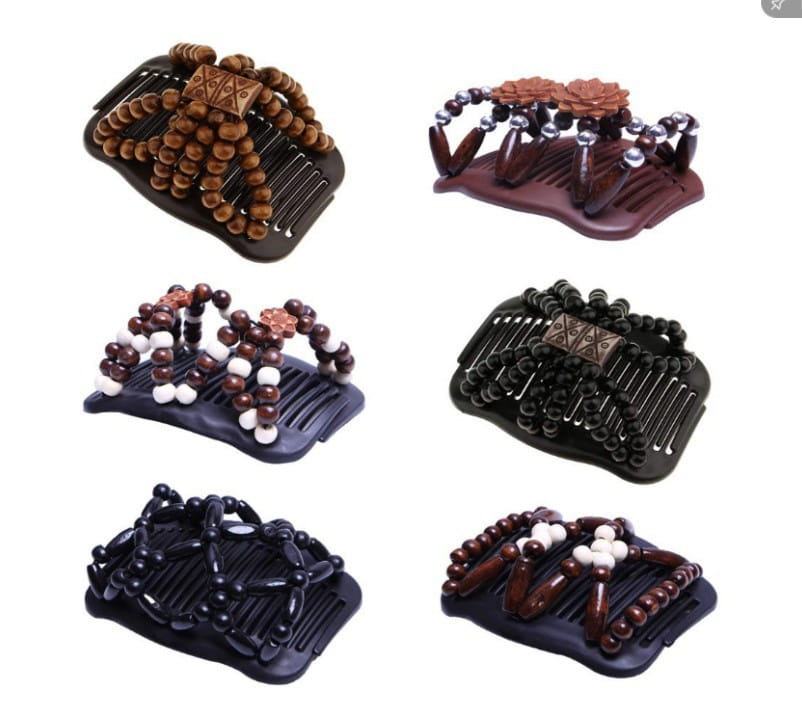 Vintage Elastic Hairpin Stretch Hair Comb Hot Sales Beaded Hair Magic Comb Clip Beads Pin Ladies Hair Accessories