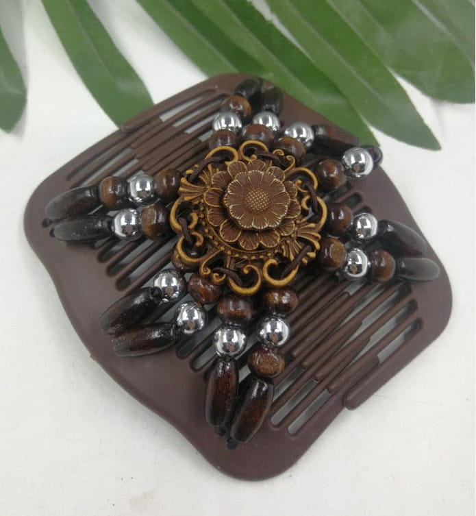 Vintage Elastic Hairpin Stretch Hair Comb Hot Sales Beaded Hair Magic Comb Clip Beads Pin Ladies Hair Accessories