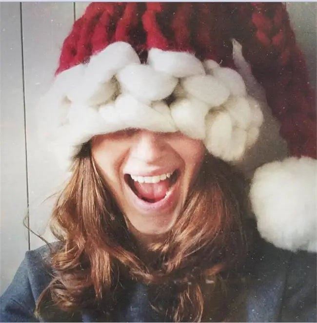 Christmas Plush Hat With Pompom Cute Winter Hat For Women Men Child