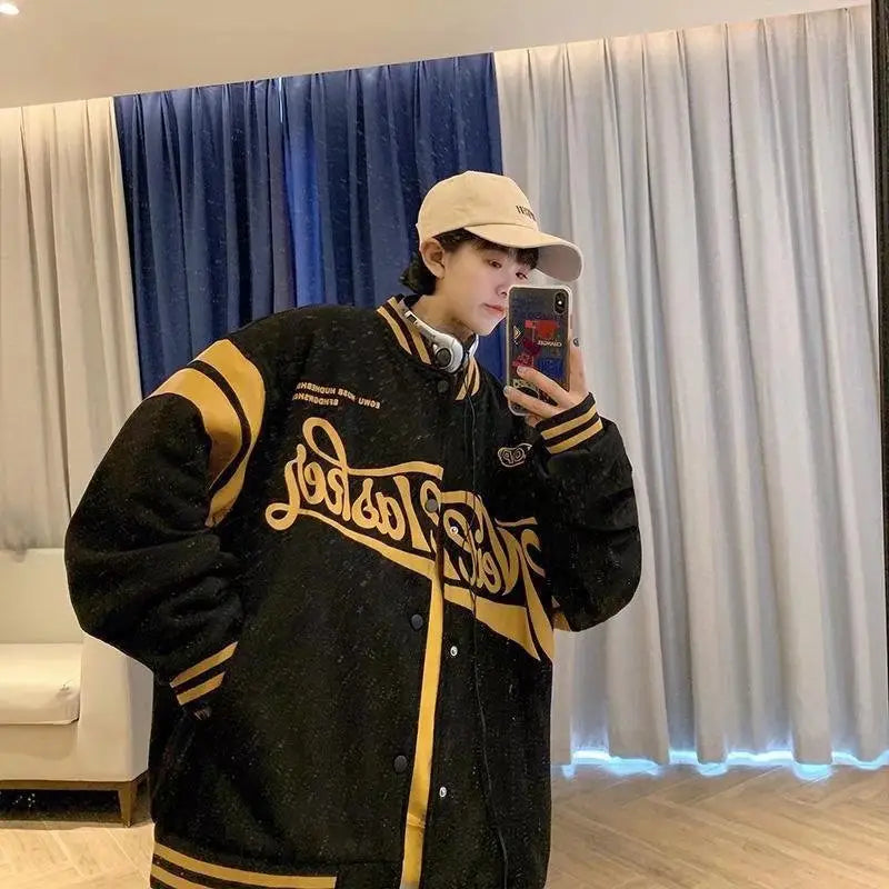 Baseball Uniform Jacket Loose Letters Men And Women Couple Jackets