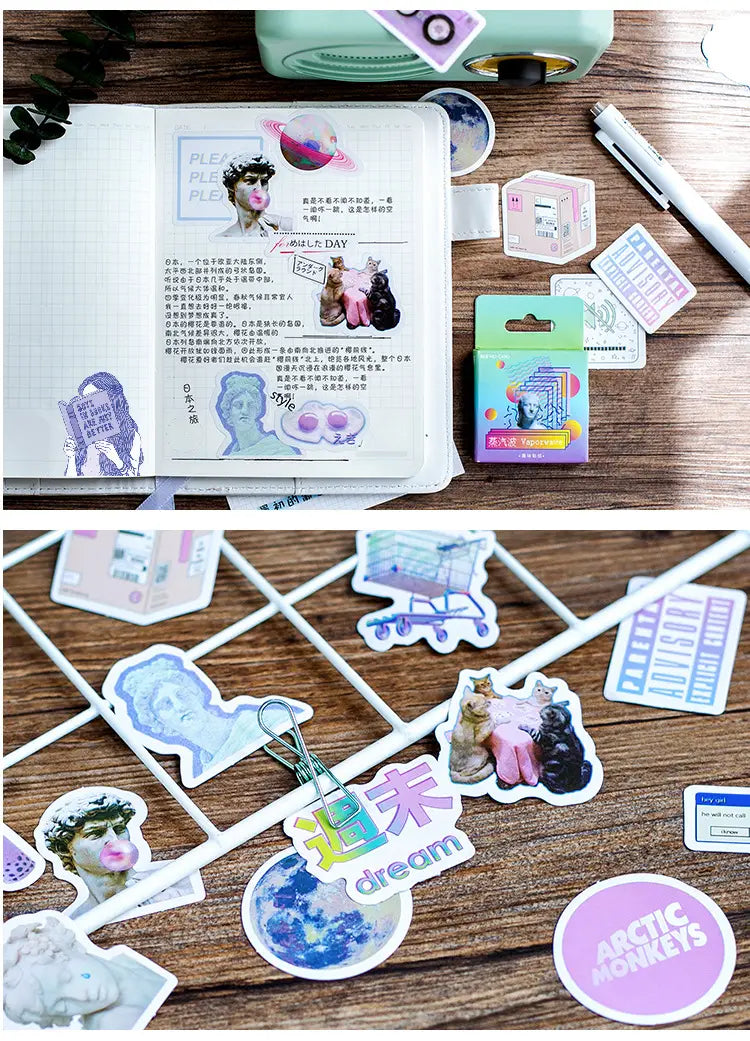 Aesthetic sticker collection featuring Sticker Sticker 46 sheets for creative projects.