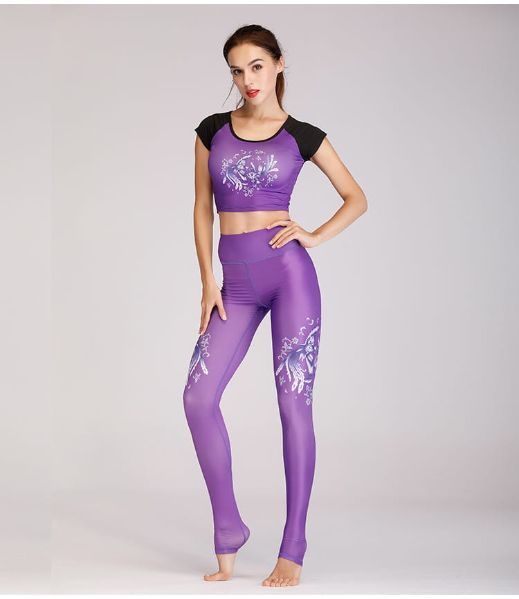 Fashion printed yoga clothes suit women