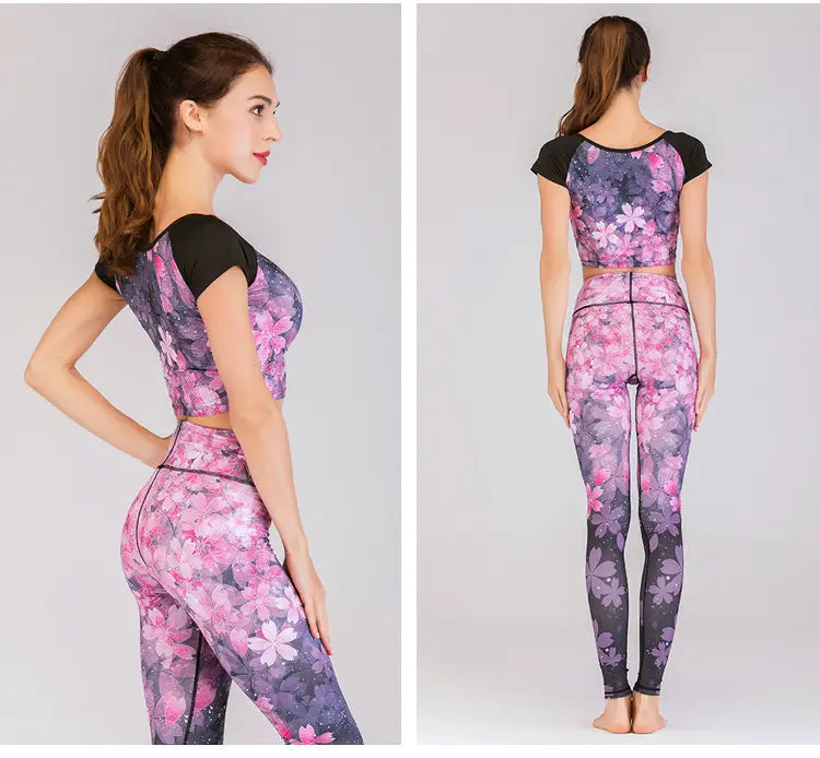 Fashion printed yoga clothes suit women