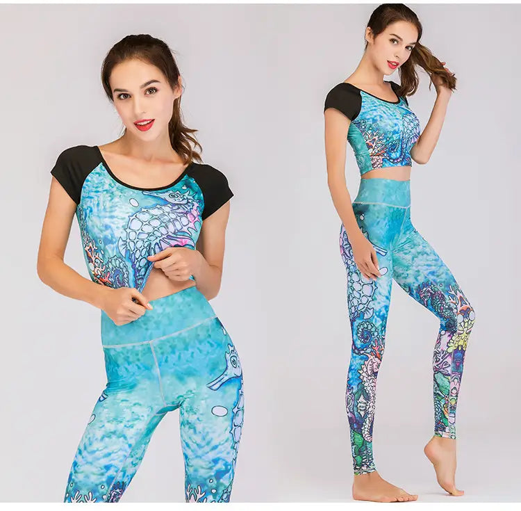 Fashion printed yoga clothes suit women