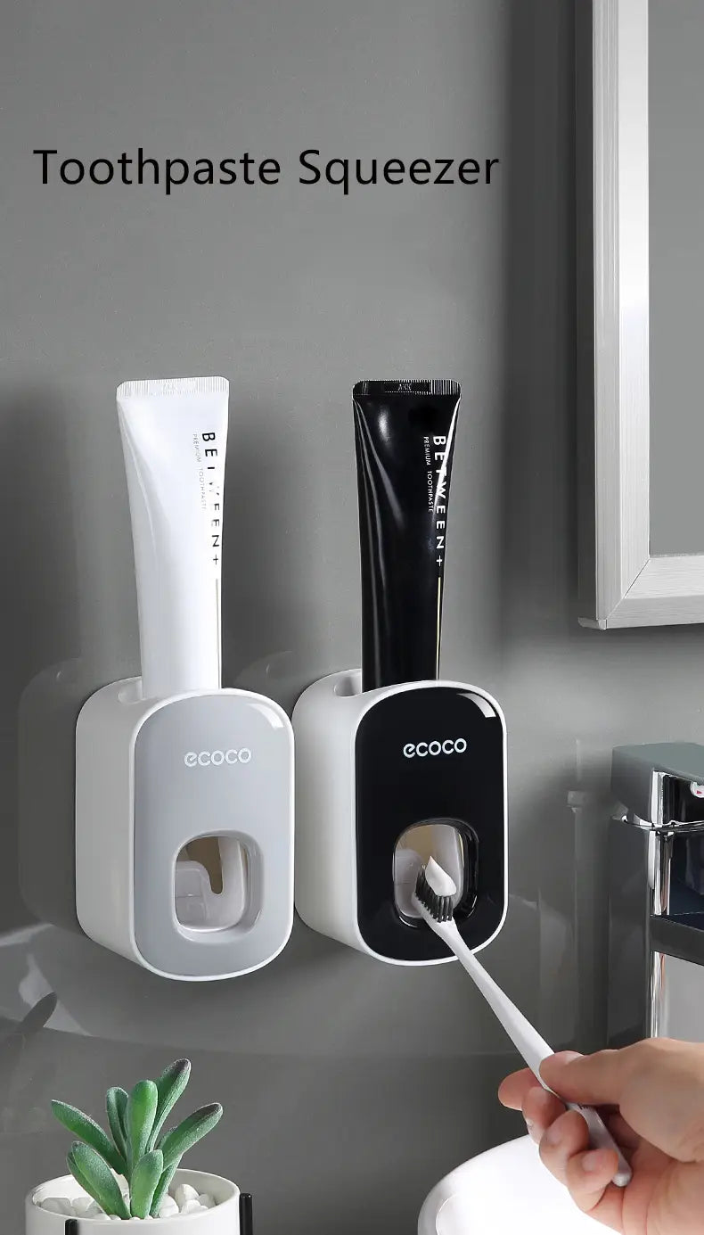 Wall Mounted Automatic Toothpaste Holder Bathroom Accessories Set Disp ...