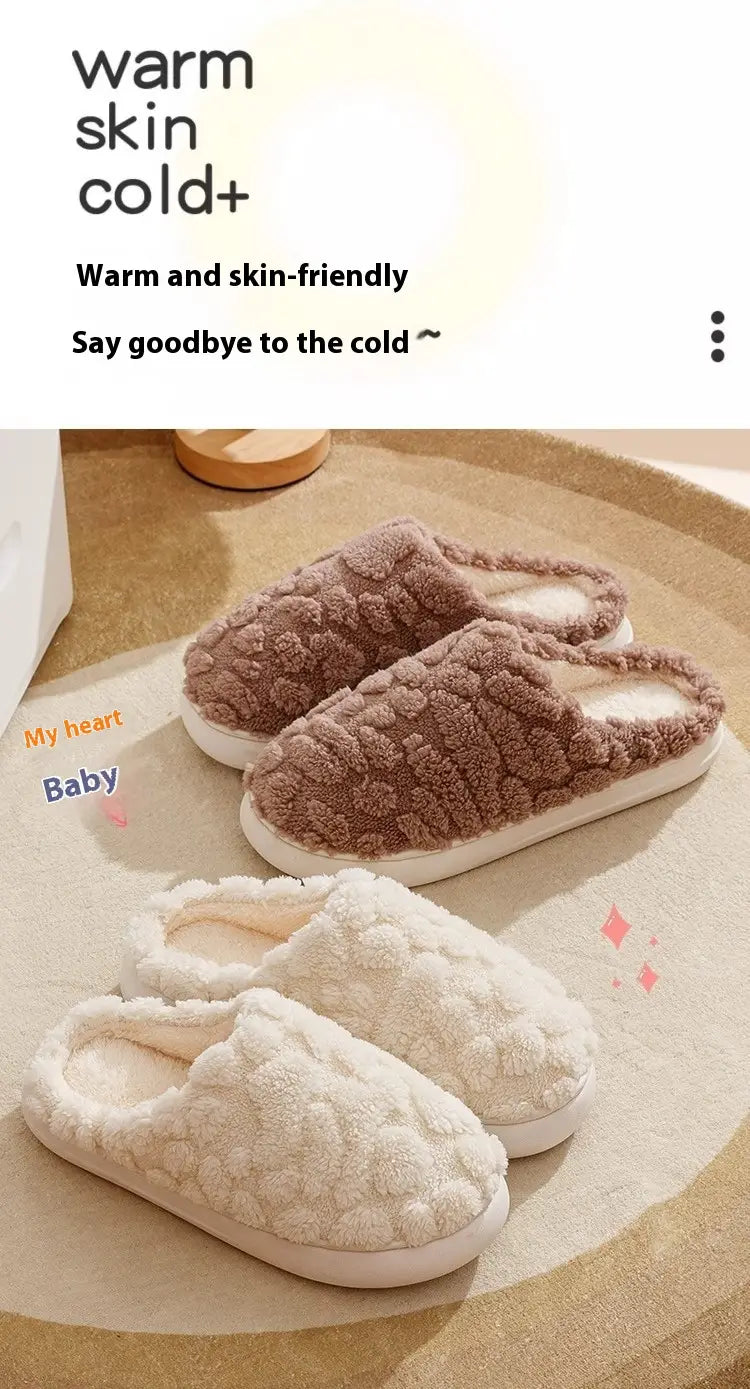 Home Fuzzy Slipper Unisex Cartoon Winter Plush Slipper Anti-Skid Soft Soled Cotton Shoes Comfy Outdoor Couple Slippers