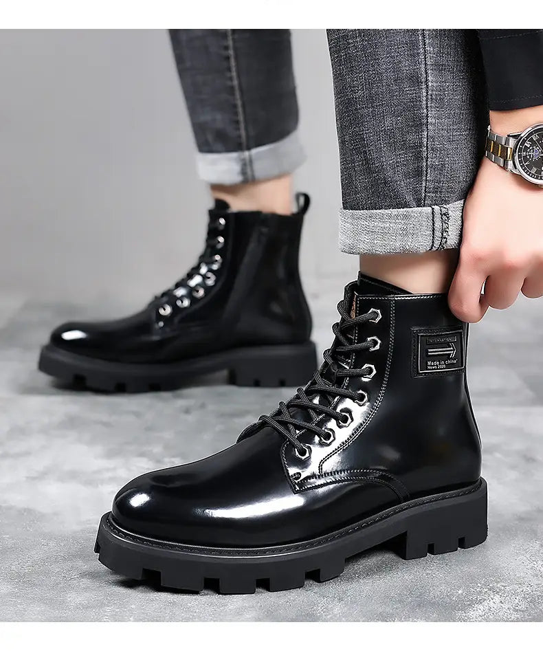 Men’s High-top Soft Leather Mid-top Workwear Boots All-match Breathable Boots