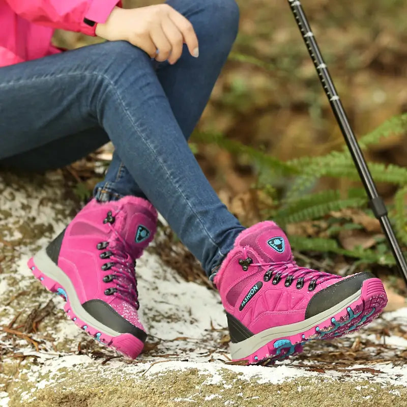 Hiking Shoes Hiking Outdoor Shoes High Top Sneakers Cowhide Fleece-lined Women’s Shoes