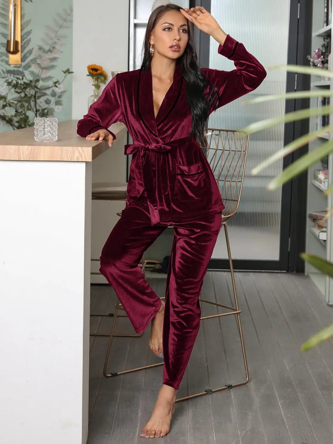 Women’s Pajamas Fleece-lined Thickened Loungewear Suit