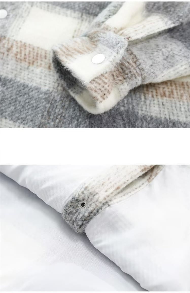 Autumn And Winter New American Retro Contrast Color Check Cardigan Coat Men