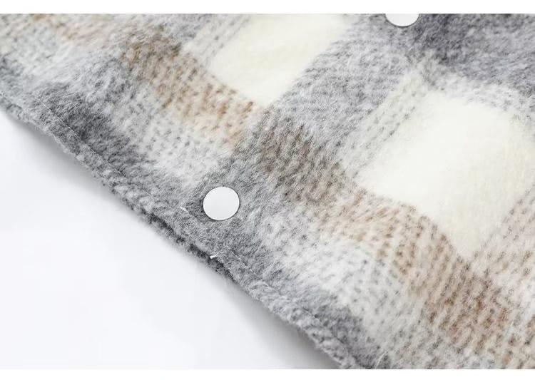 Autumn And Winter New American Retro Contrast Color Check Cardigan Coat Men