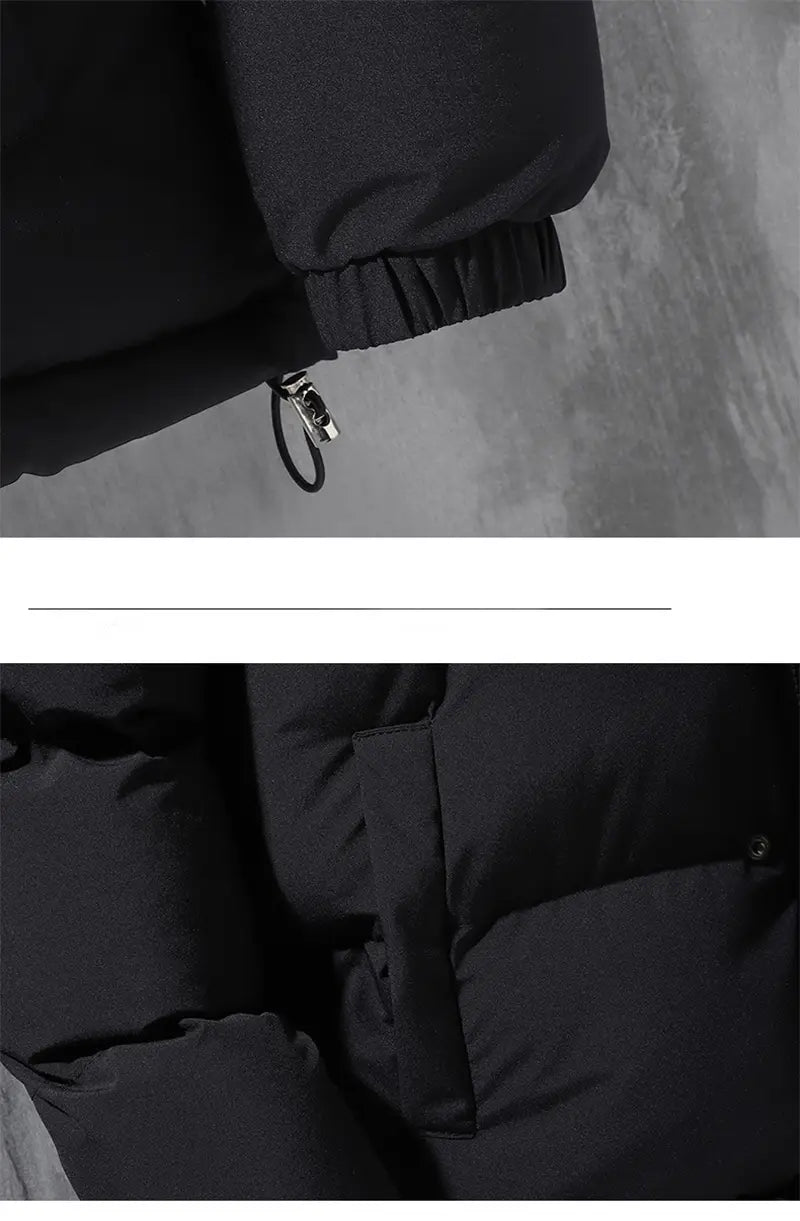 Fashion Hooded Jacket Men Winter Windproof Thickened Two-piece Coat Solid Leisure Sports Cotton Jacket