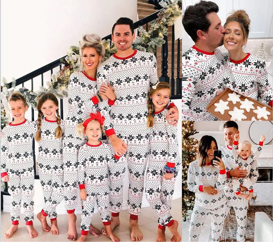 Polyester Black And White Contrast Color Christmas New Parent-Child Women’s Casual Suit