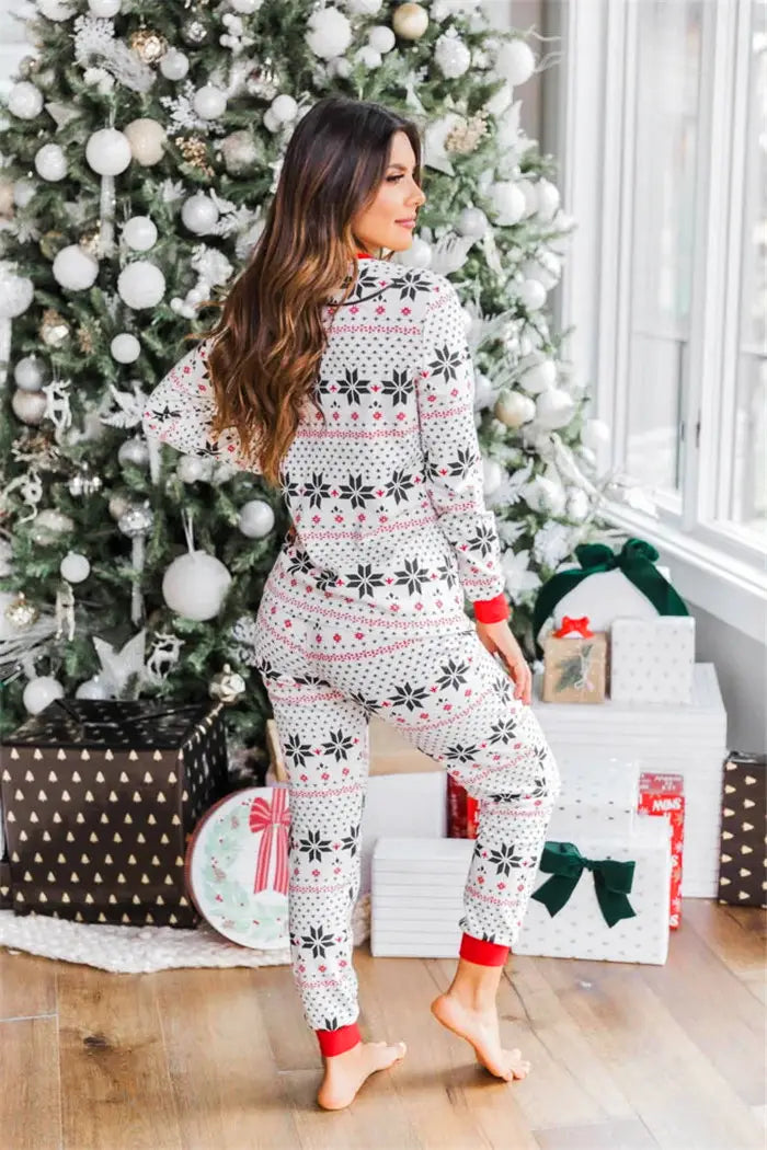 Polyester Black And White Contrast Color Christmas New Parent-Child Women’s Casual Suit