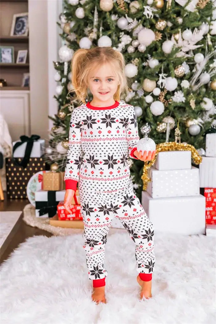 Polyester Black And White Contrast Color Christmas New Parent-Child Women’s Casual Suit