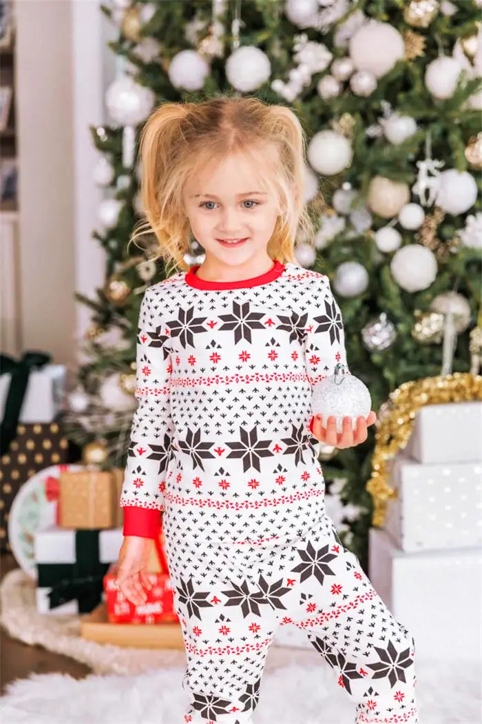 Polyester Black And White Contrast Color Christmas New Parent-Child Women’s Casual Suit