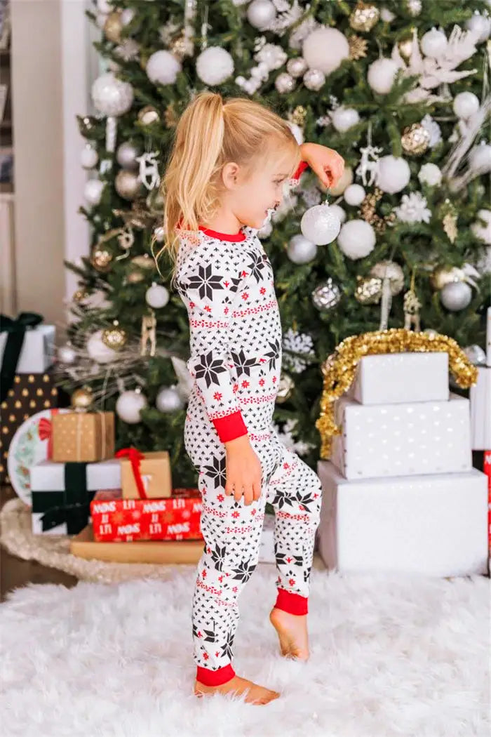 Polyester Black And White Contrast Color Christmas New Parent-Child Women’s Casual Suit