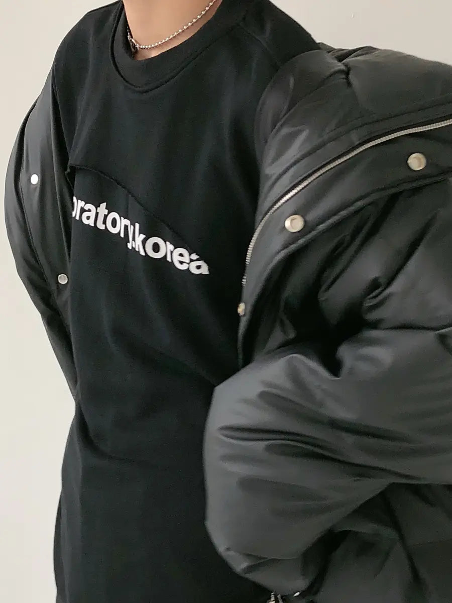 Stand Collar PU Leather Cotton-padded Coat For Men Loose Padded Coat