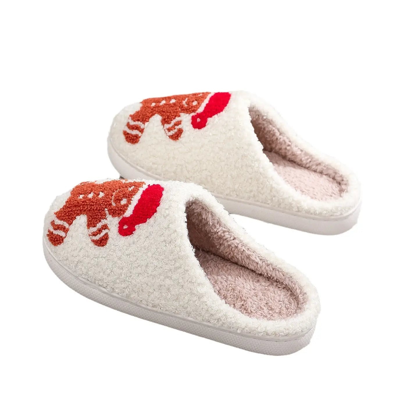 Christmas Gingerbread Cotton Slippers Winter Home Shoes