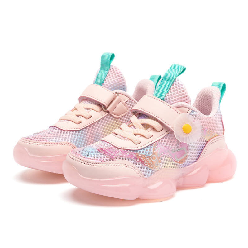 Girls Shoes Single Mesh Hollow Sneakers Fashion Trend Small Flowers Girls Shoes