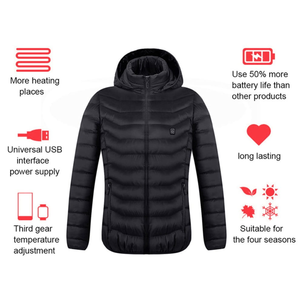 New Heated Jacket Coat USB Electric Jacket Cotton Coat Heater Thermal Clothing Heating Vest Men’s Clothes Winter
