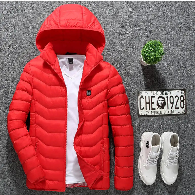 New Heated Jacket Coat USB Electric Jacket Cotton Coat Heater Thermal Clothing Heating Vest Men’s Clothes Winter