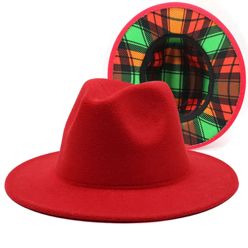 Men’s And Women’s Double-sided Color Matching Woolen Fedora Hat